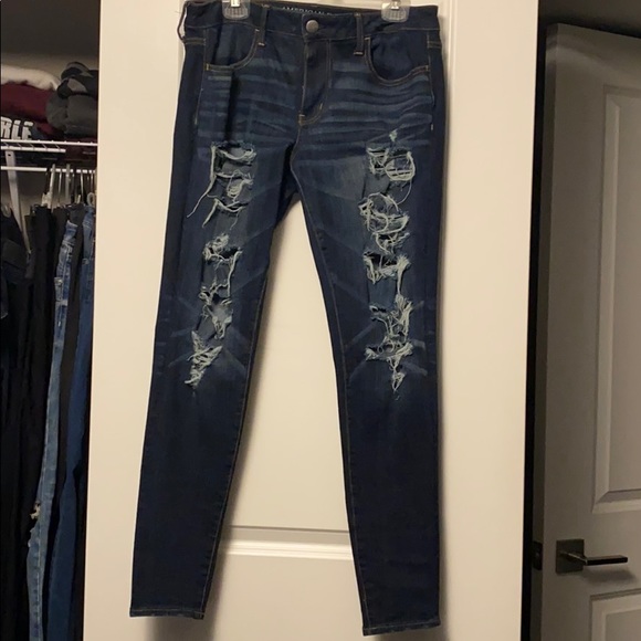American Eagle Skinny Ripped Jeans Size 12 - Picture 2 of 4